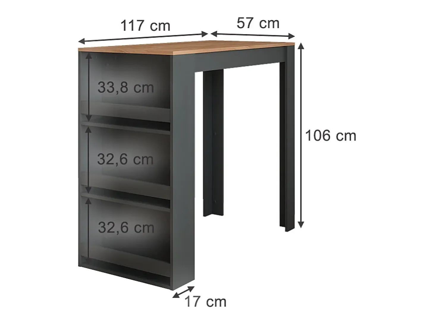 Mesa de bar oro power roble/antracita 57x117x106 repose