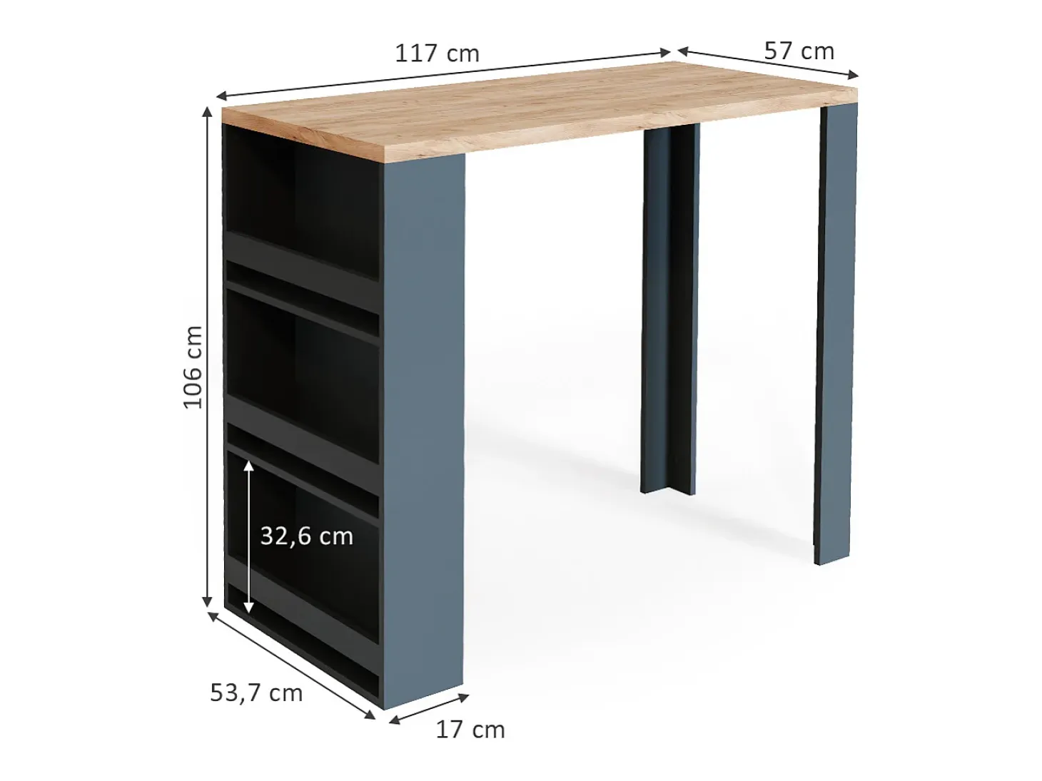 Mesa de bar roble 57x117x106
