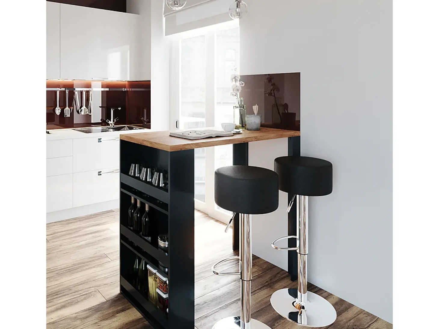 Mesa de bar roble 57x117x106