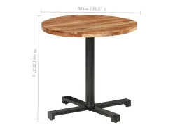 Mesa de bistró redonda madera maciza de mango Ø80x75 cm