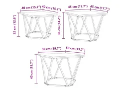 Mesa de Café 3 piezas Madera vieja 50 x 50 x 40 cm