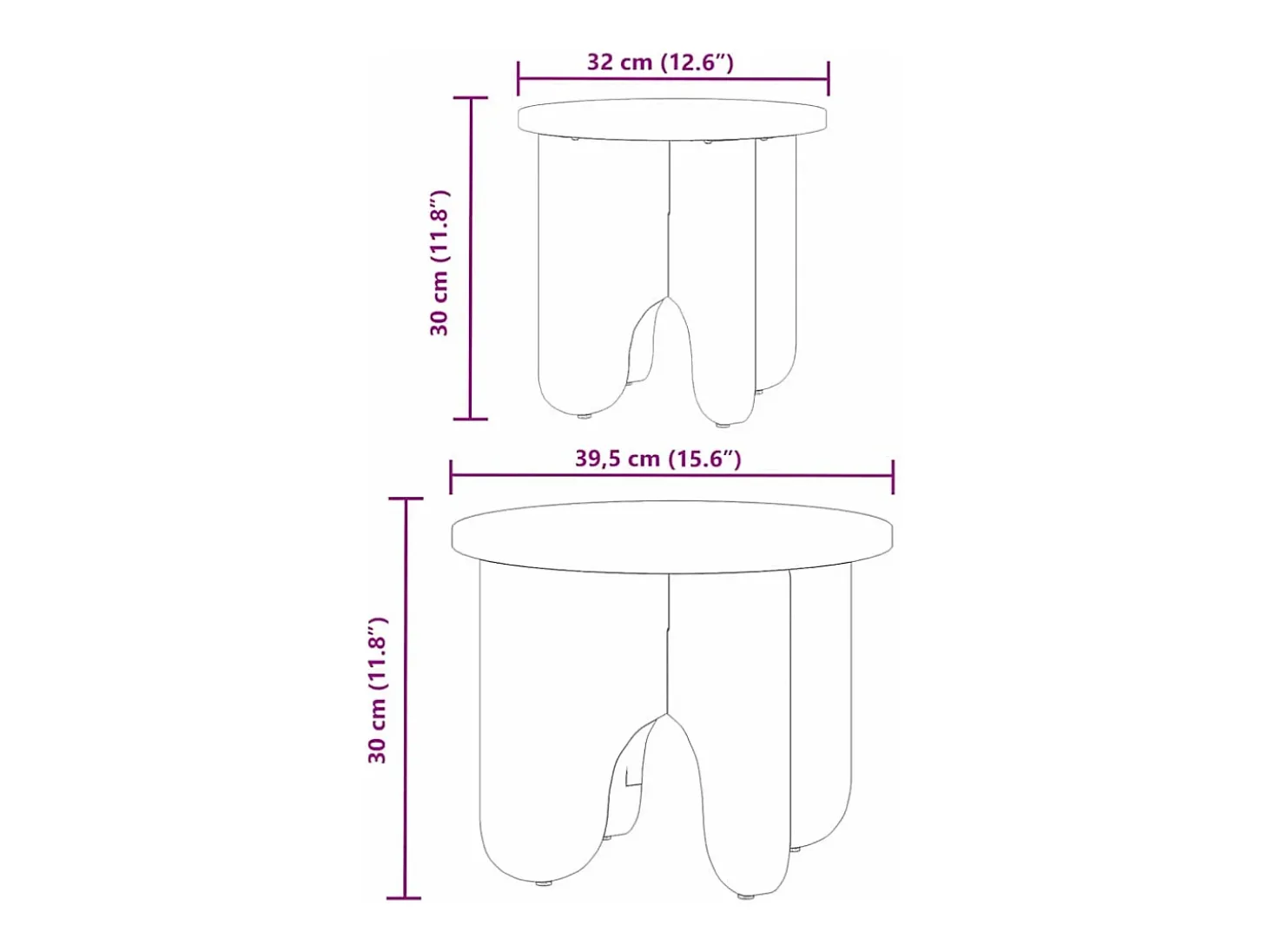 Mesa de Café 2 piezas Marrón cera 39.5 x 39.5 x 30 cm