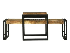 Mesa de Café 2 piezas Marrón madera maciza de mango