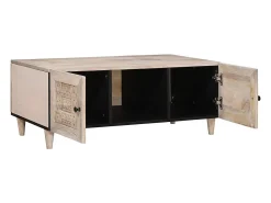 Mesa de Café Beige 100 x 54 x 40 cm madera maciza de mango