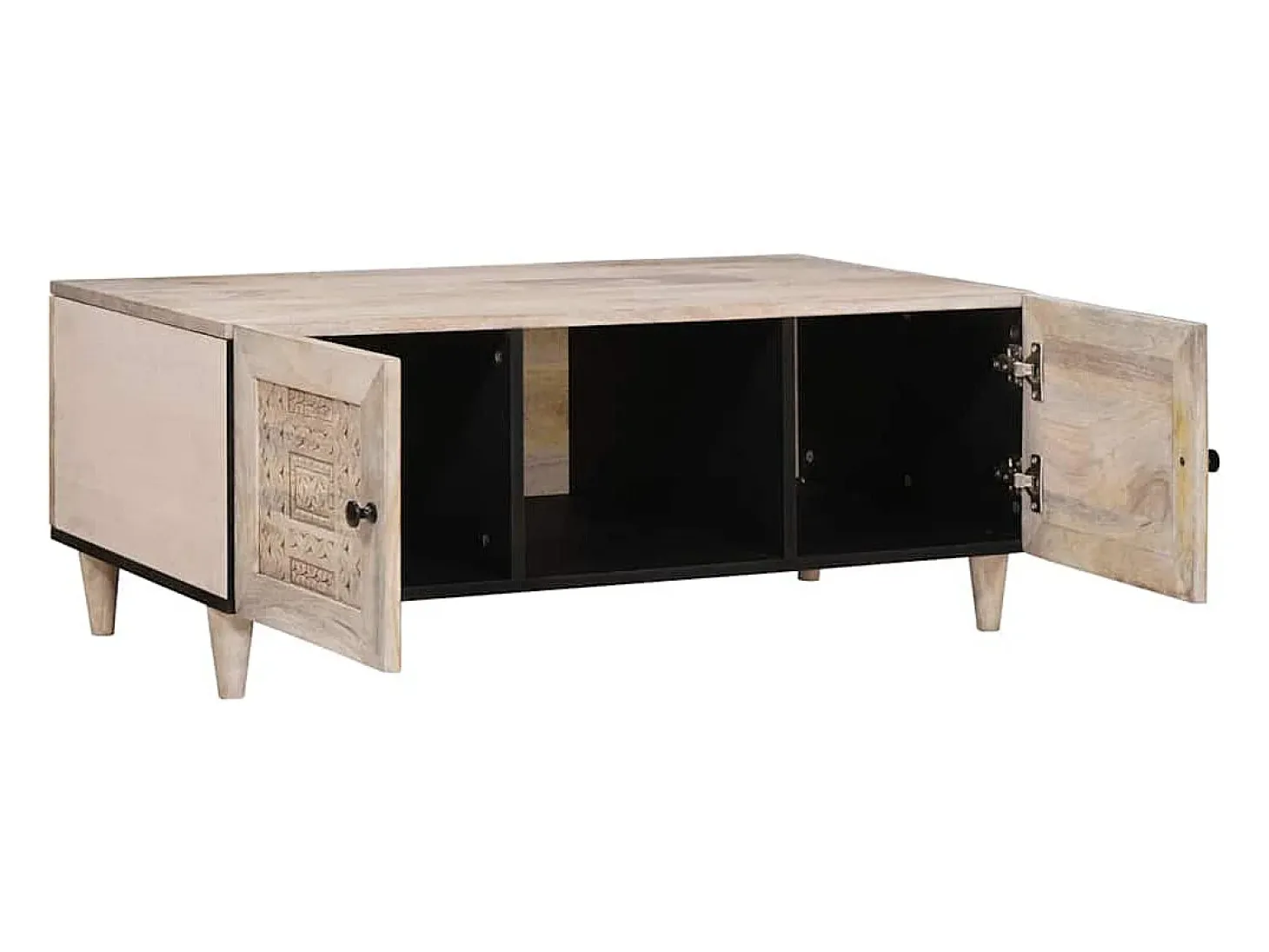Mesa de Café Beige 100 x 54 x 40 cm madera maciza de mango