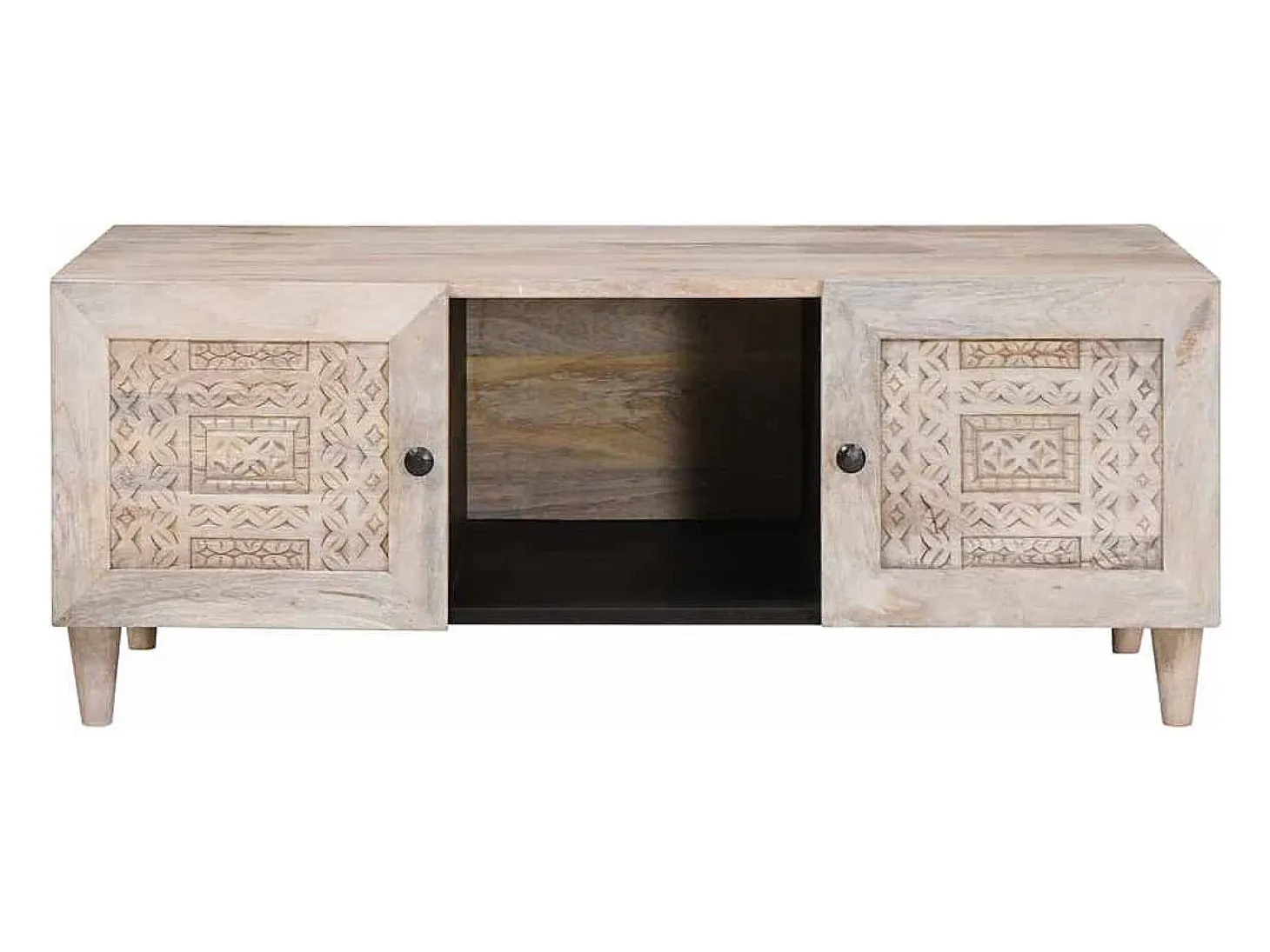 Mesa de Café Beige 100 x 54 x 40 cm madera maciza de mango