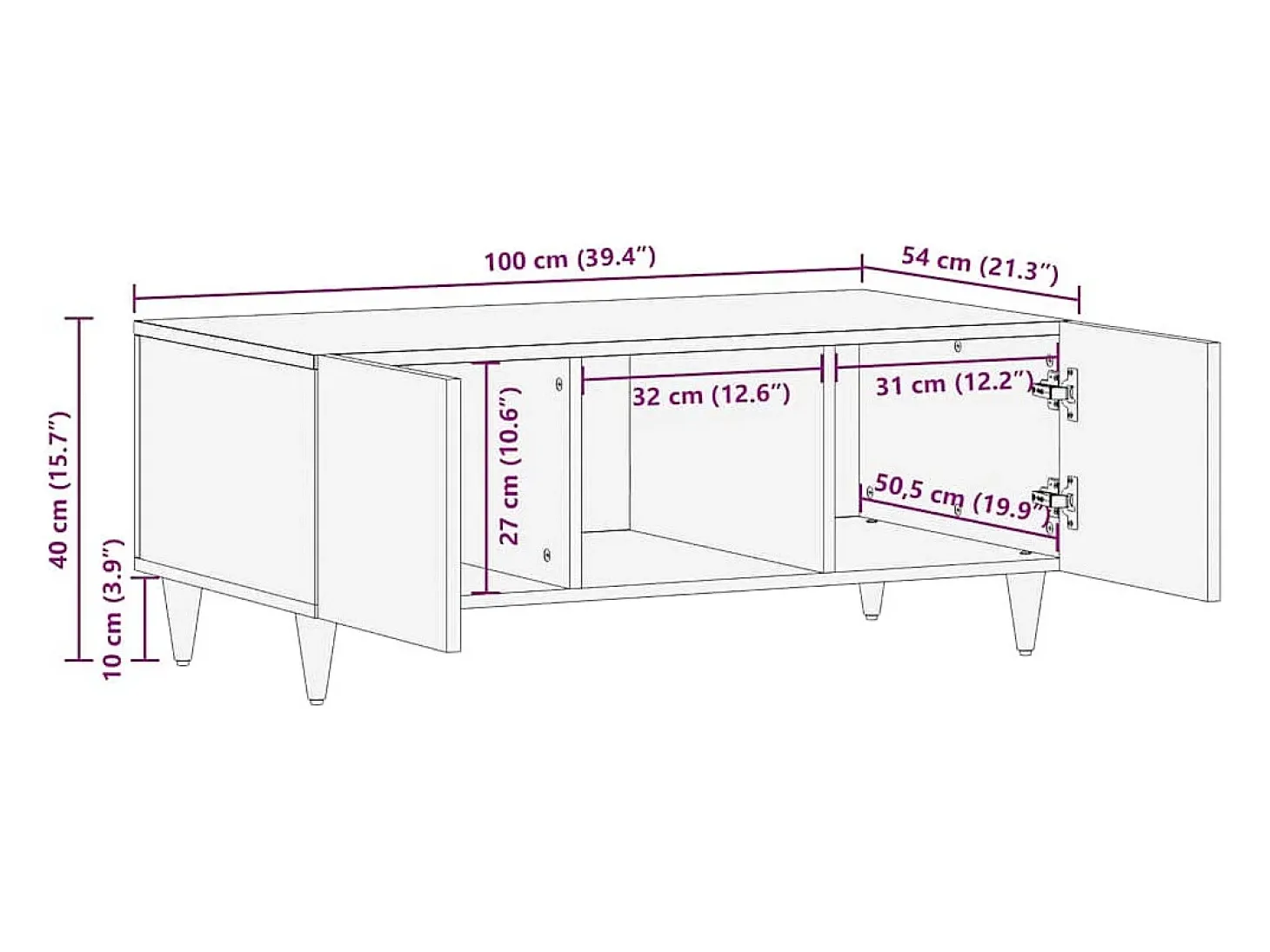 Mesa de Café Beige 100 x 54 x 40 cm madera maciza de mango