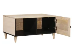 Mesa de Café Beige 80 x 50 x 40 cm madera maciza de mango