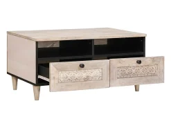 Mesa de Café con cajón 80 x 54 x 40 cm madera maciza de mango