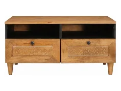 Mesa de Café con cajón con estante Marrón claro 80 x 54 x 40 cm
