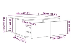 Mesa de Café con cajón Madera antigua 80 x 80 x 31 cm