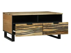 Mesa de Café con cajón Marrón y Negro 80 x 54 x 40 cm