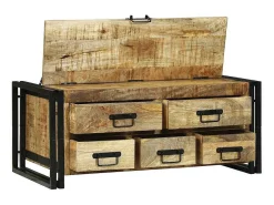 Mesa de Café con cajón Marrón Madera maciza de mango rugosa