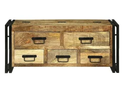 Mesa de Café con cajón Marrón Madera maciza de mango rugosa