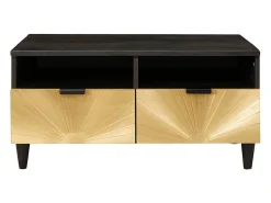Mesa de Café con cajón Negro y dorado 80 x 54 x 40 cm