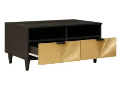 Mesa de Café con cajón Negro y dorado 80 x 54 x 40 cm