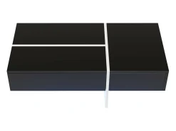 Mesa de café de 3 másditas, con LED y aplicación, panel de partículas, blanco y negro, 100x50 x34.5 cm