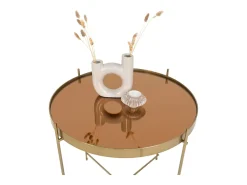 Mesa de café de acero aspecto de latón Ø 48 x 48 cm