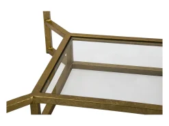 Mesa de café de metal dorado con superficie de mármol 47x47x60 Double Marble