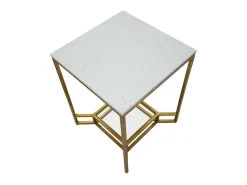 Mesa de café de metal dorado con superficie de mármol 47x47x60 Double Marble