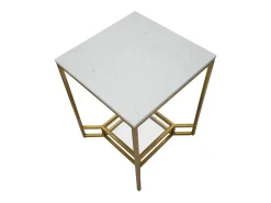 Mesa de café de metal dorado con superficie de mármol 47x47x60 Double Marble