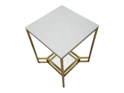 Mesa de café de metal dorado con superficie de mármol 47x47x60 Double Marble