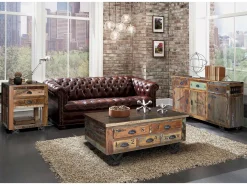 Mesa de café en madera reciclada multicolor