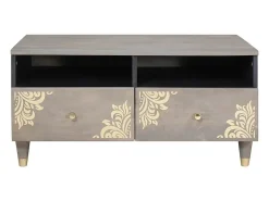Mesa de Café Gris 80 x 54 x 40 cm madera maciza de mango