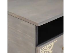 Mesa de Café Gris 80 x 54 x 40 cm madera maciza de mango