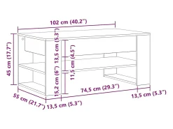 Mesa de Café Madera vieja 102 x 55 x 45 cm Madera contrachapada