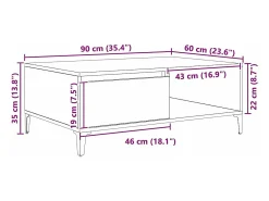 Mesa de Café Madera vieja 90 x 60 x 35 cm Madera contrachapada