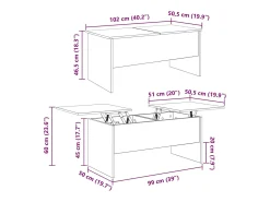 Mesa de Café Madera vieja 102 x 50.5 x 46.5 cm