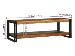 Mesa de Café Marrón 120 x 50 x 38 cm Madera de Acacia Sólida