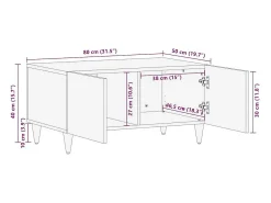 Mesa de Café Marrón miel 80 x 50 x 40 cm madera maciza de mango