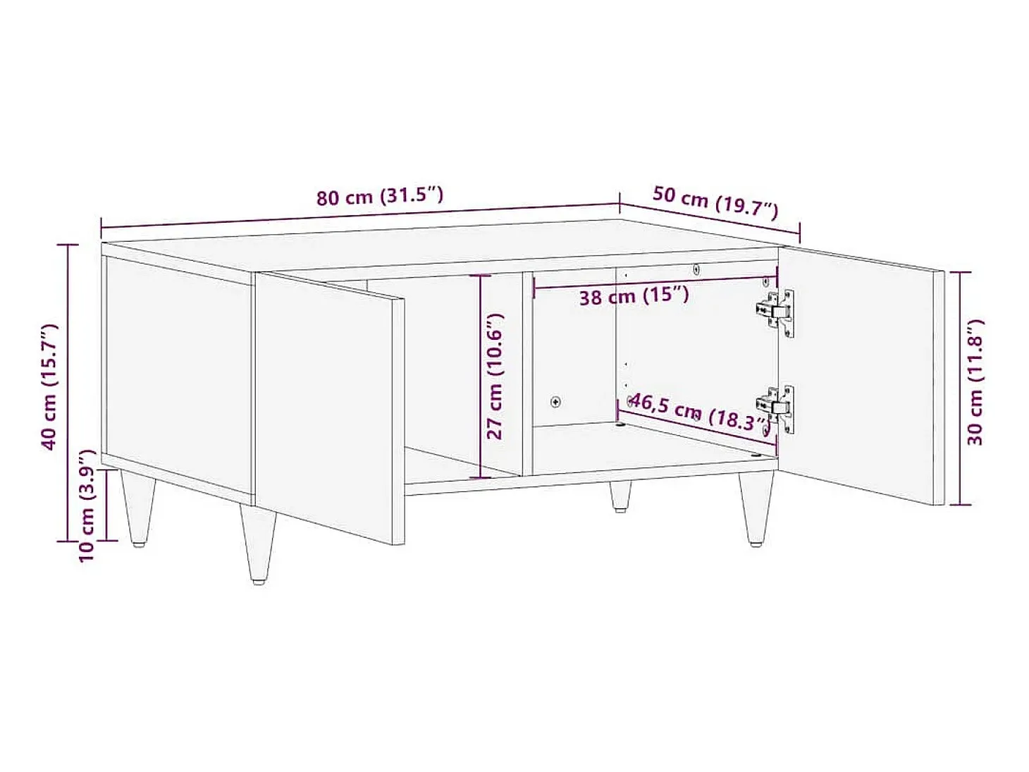 Mesa de Café Marrón miel 80 x 50 x 40 cm madera maciza de mango