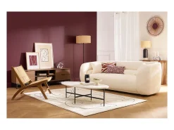 Mesa de café oval de mármol blanco y metal negro L115 cm CARRARE