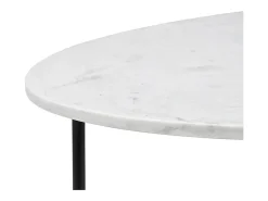 Mesa de café oval de mármol blanco y metal negro L115 cm CARRARE