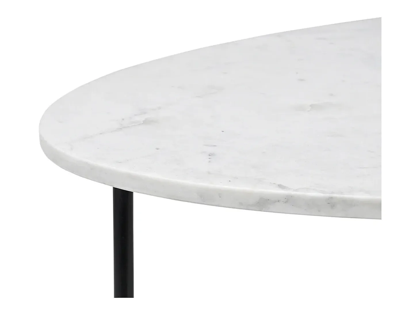 Mesa de café oval de mármol blanco y metal negro L115 cm CARRARE