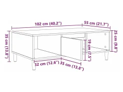 Mesa de Café Roble ahumado 103.5 x 60 x 35 cm