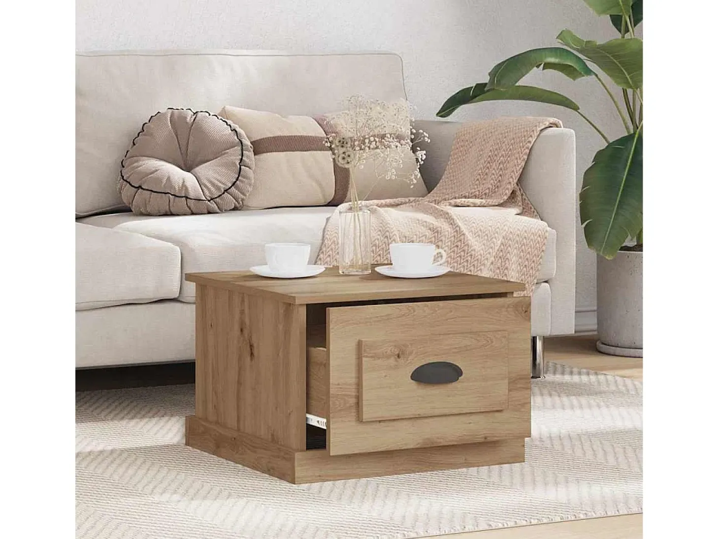 Mesa de Café Roble artisan 50 x 50 x 35 cm Madera contrachapada