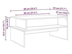 Mesa de Café Roble artisan 90 x 55 x 42.5 cm