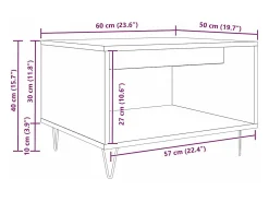 Mesa de Café Roble artisan 60 x 50 x 40 cm Madera contrachapada