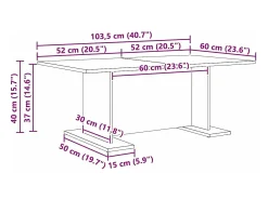 Mesa de Café Roble artisan 103.5 x 60 x 40 cm