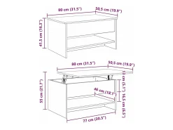 Mesa de Café Roble artisan 80 x 50.5 x 41.5 cm