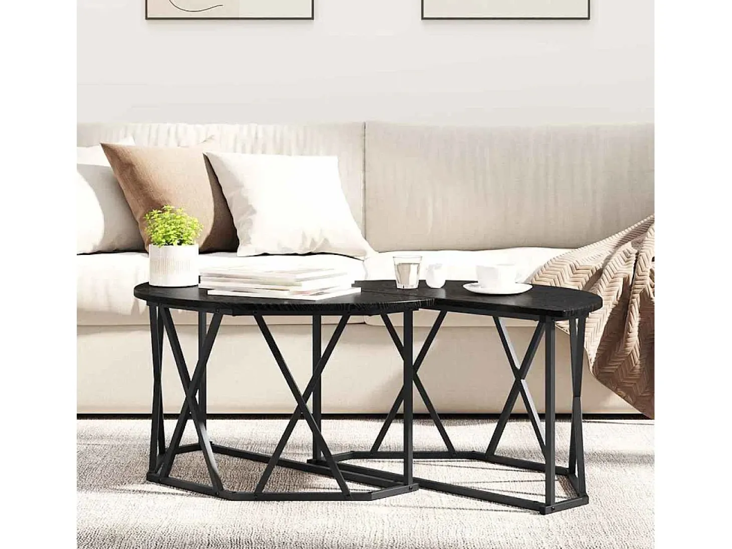 Mesa de Café Roble negro 80 x 80 x 42 cm
