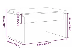 Mesa de Café Roble Negro 68 x 38 x 50 cm Madera contrachapada