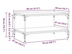 Mesa de Café Roble negro 80 x 50 x 40 cm Madera contrachapada