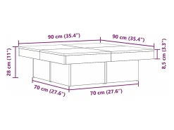 Mesa de Café Roble negro 90 x 90 x 28 cm Madera contrachapada