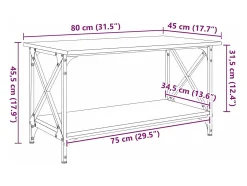 Mesa de Café Roble negro 80 x 45 x 45.5 cm Madera contrachapada