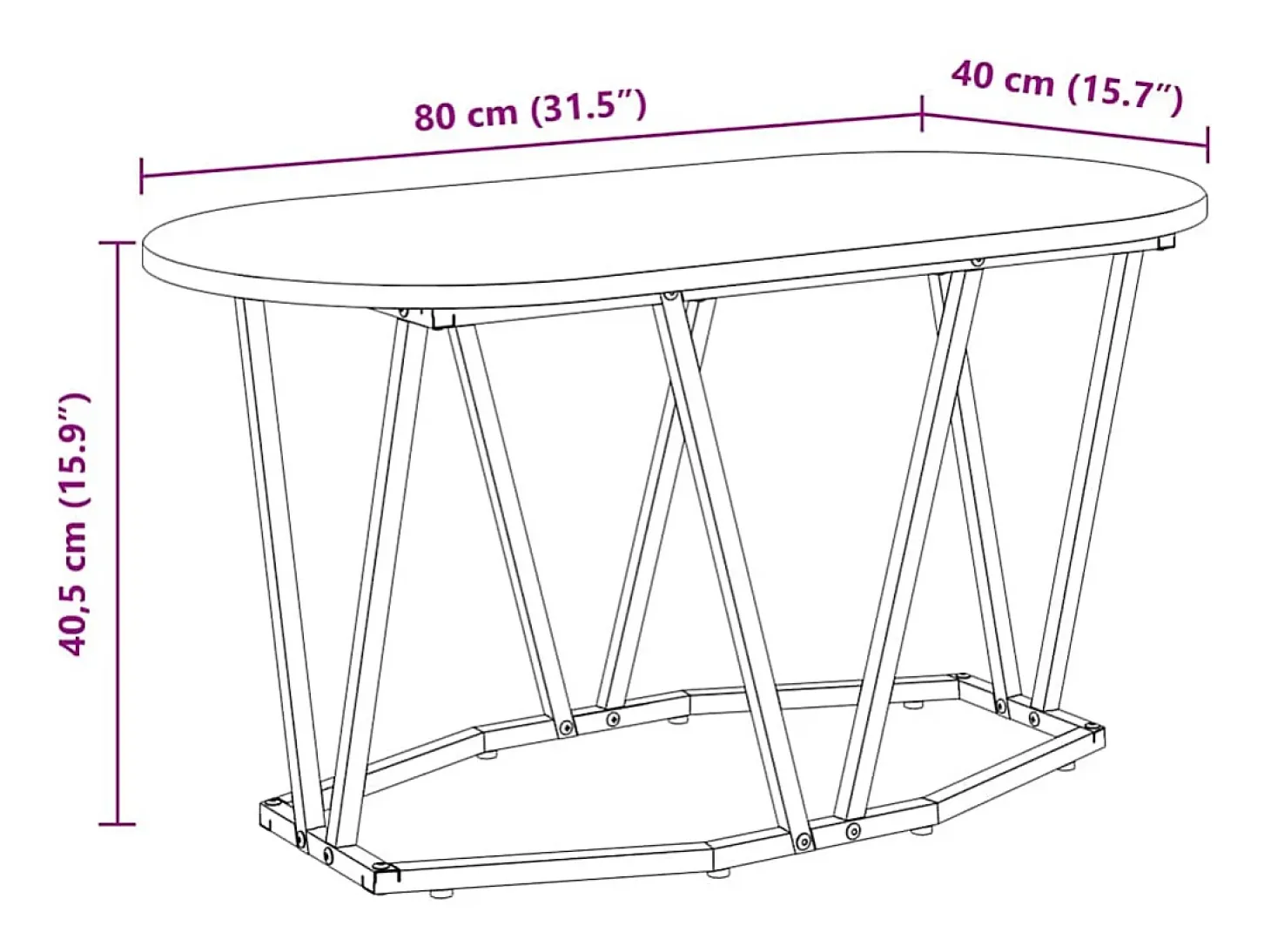Mesa de Café Roble Negro 80 x 40 x 40.5 cm